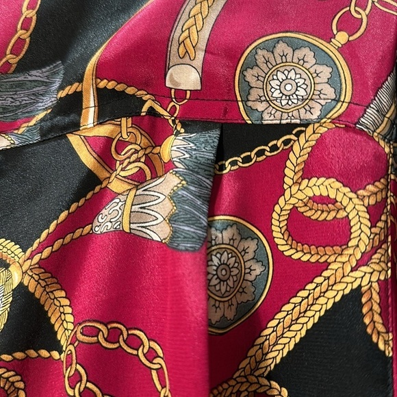 Alfred Dunner Flowy Stunning Chains And Tassels Print Blouse Size 16 - Picture 7 of 11